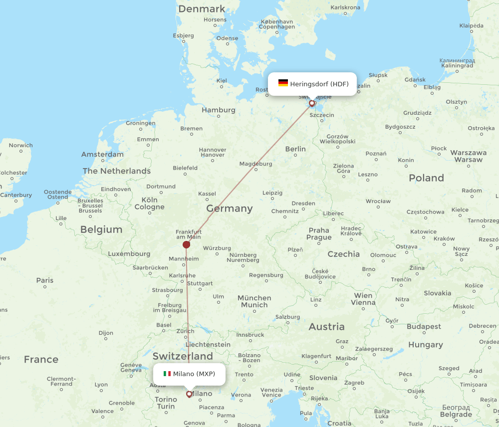 MXP-HDF flight routes