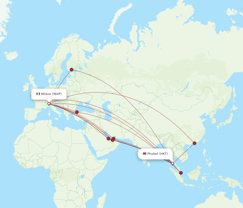 MXP to HKT flights and routes map