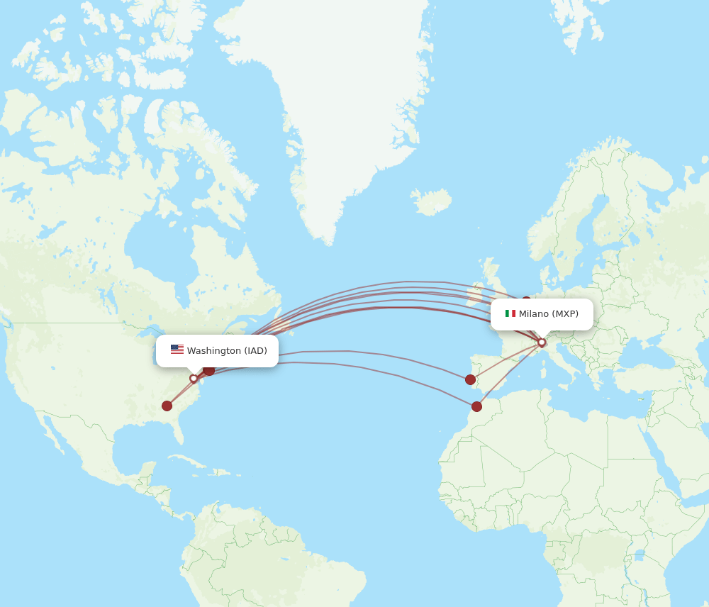 MXP-IAD flight routes