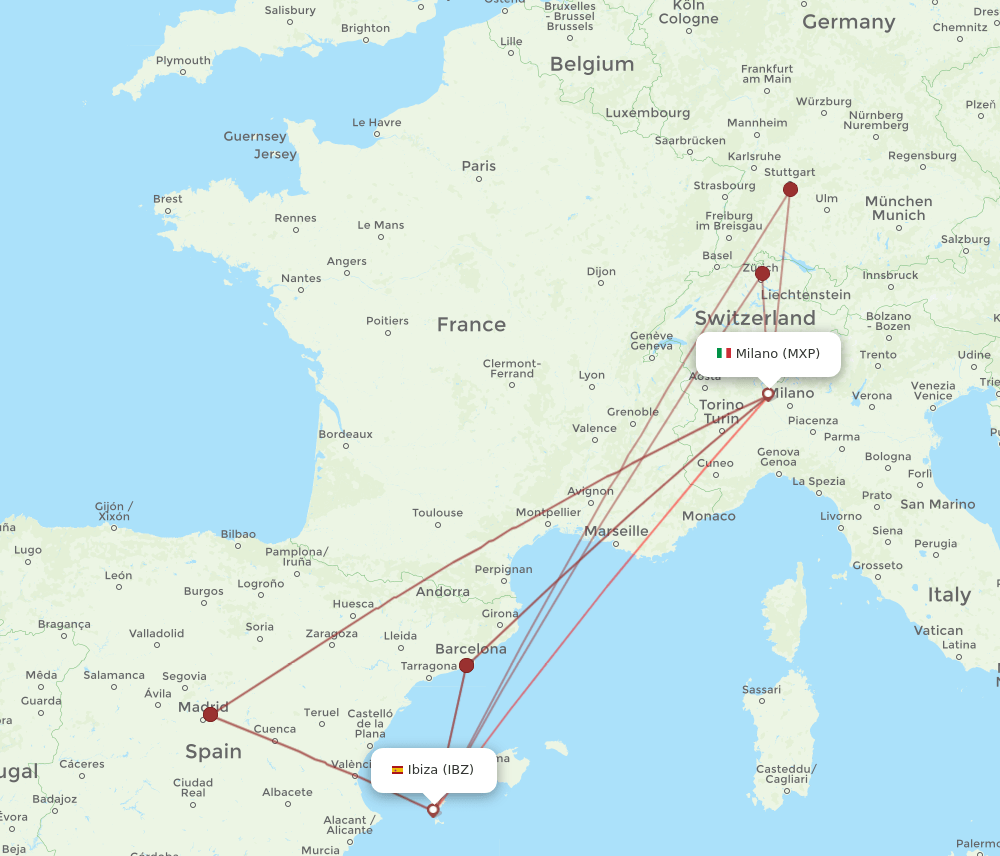 MXP-IBZ flight routes