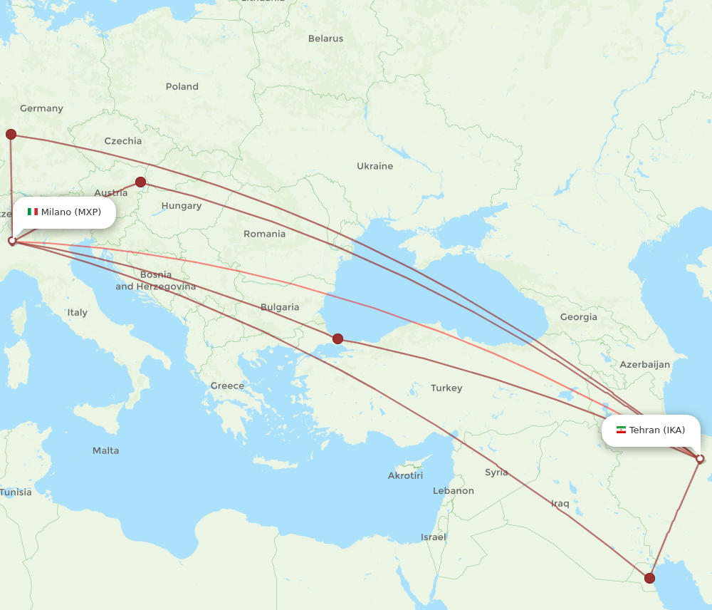 MXP-IKA flight routes