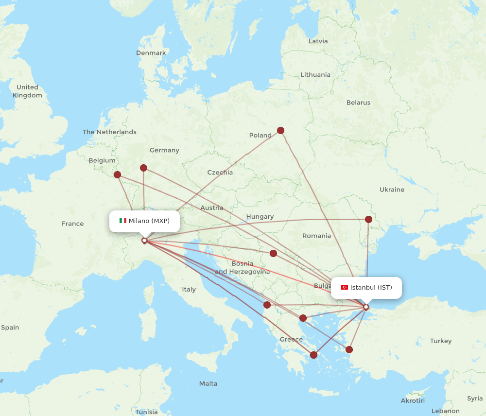 MXP-IST flight routes