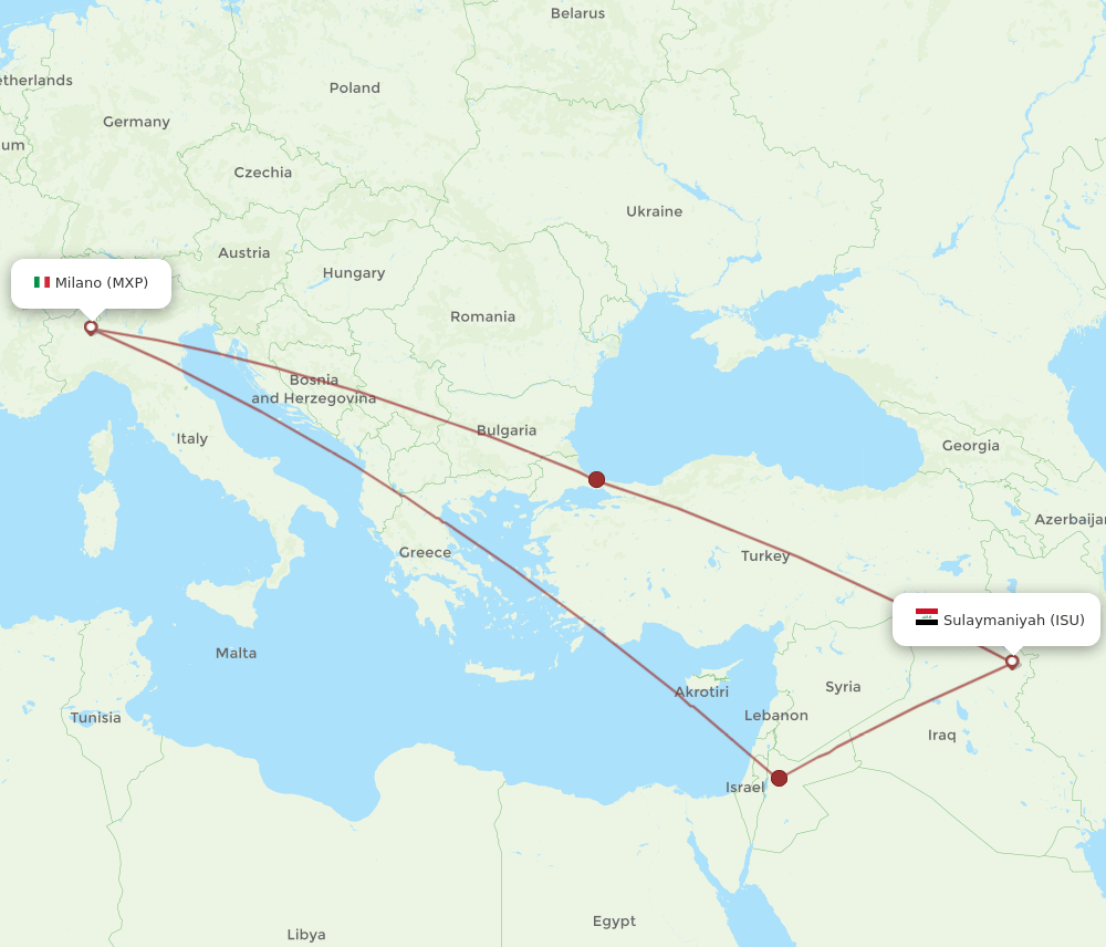 MXP to ISU flights and routes map