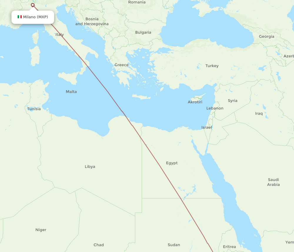 MXP to JIJ flights and routes map