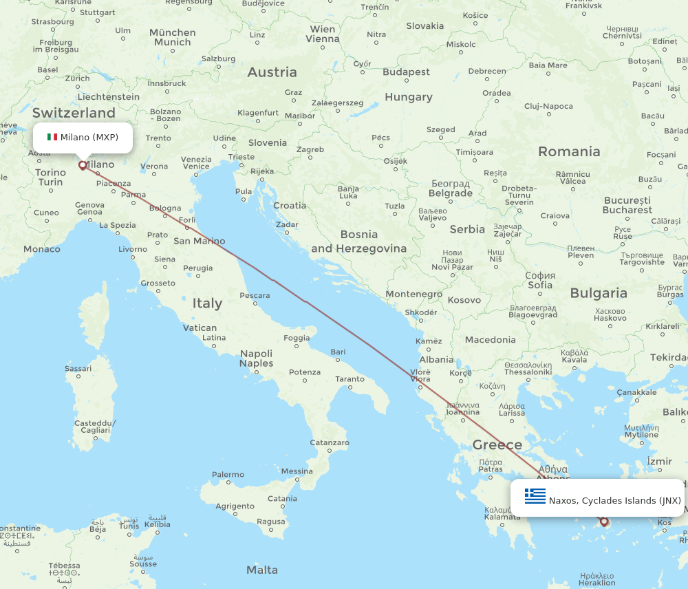 MXP-JNX flight routes