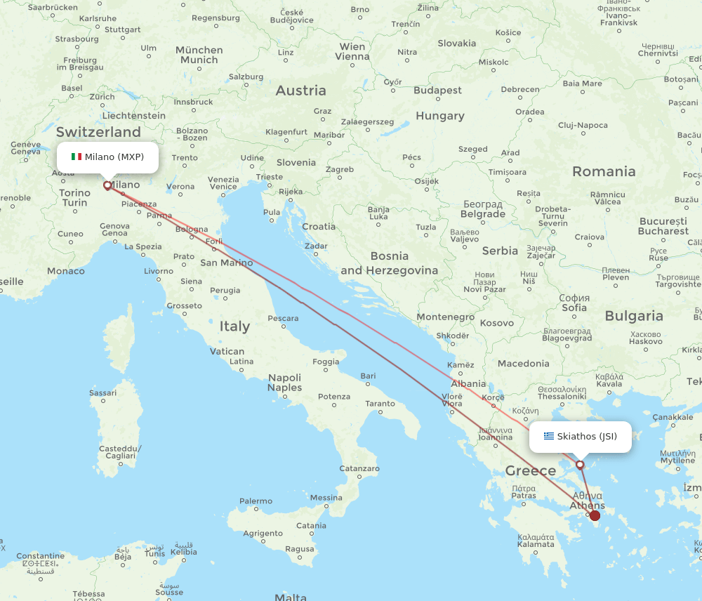MXP-JSI flight routes