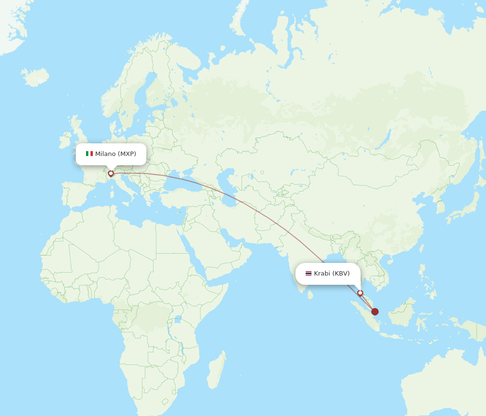 MXP to KBV flights and routes map