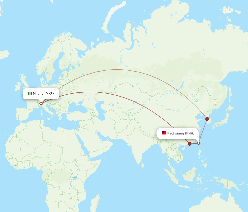 MXP-KHH flight routes