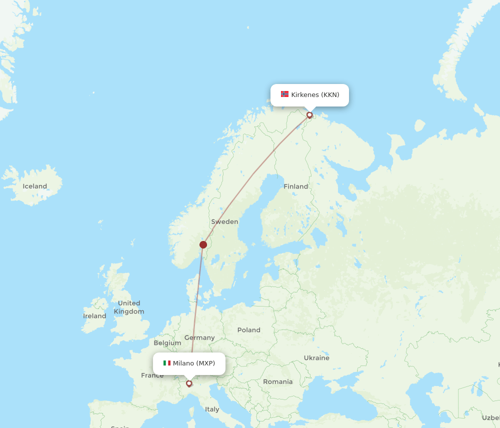 MXP-KKN flight routes