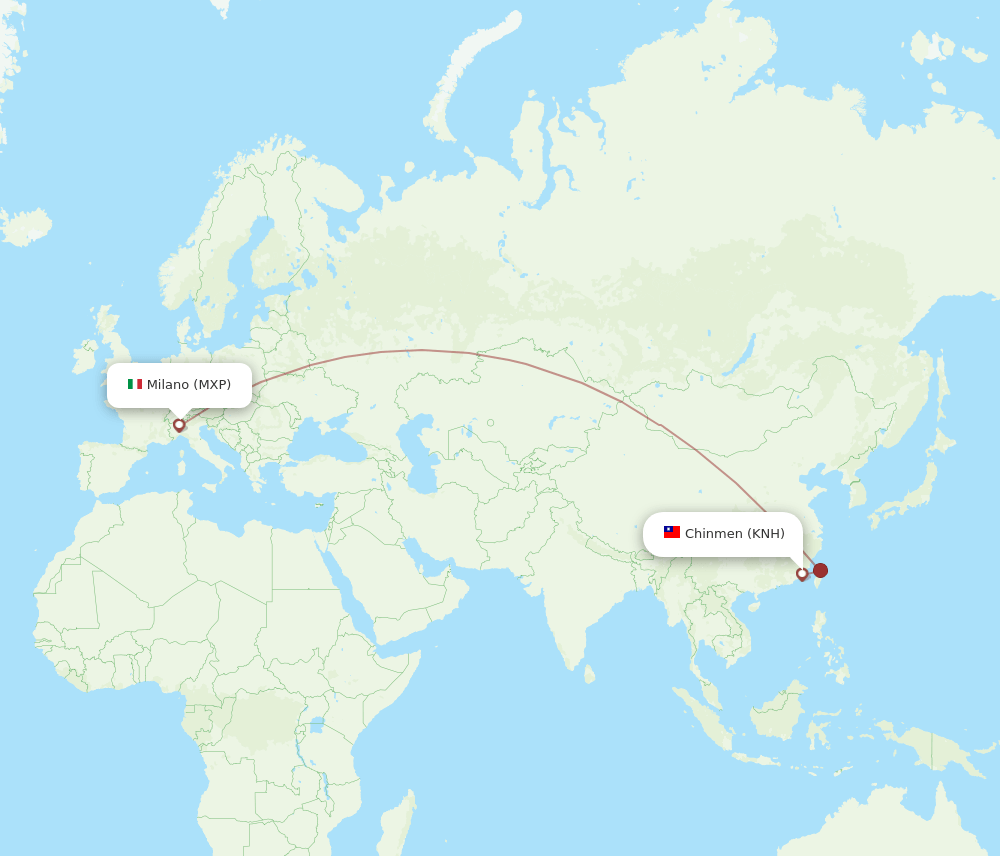 MXP-KNH flight routes