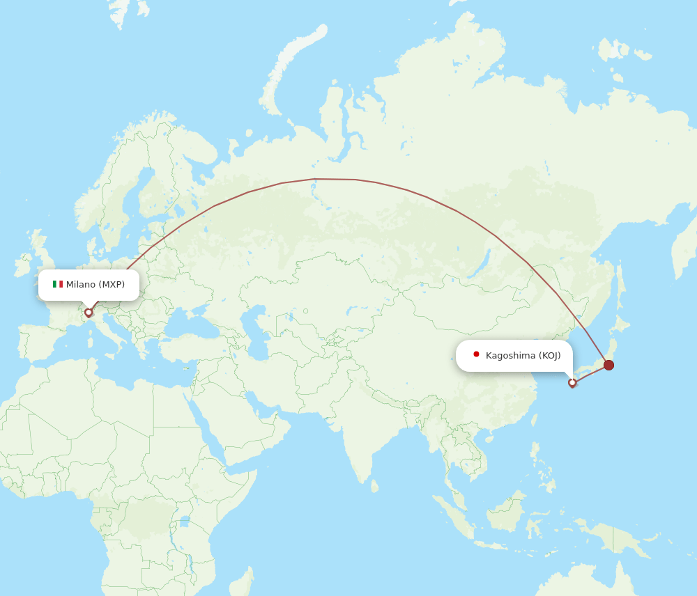 MXP-KOJ flight routes