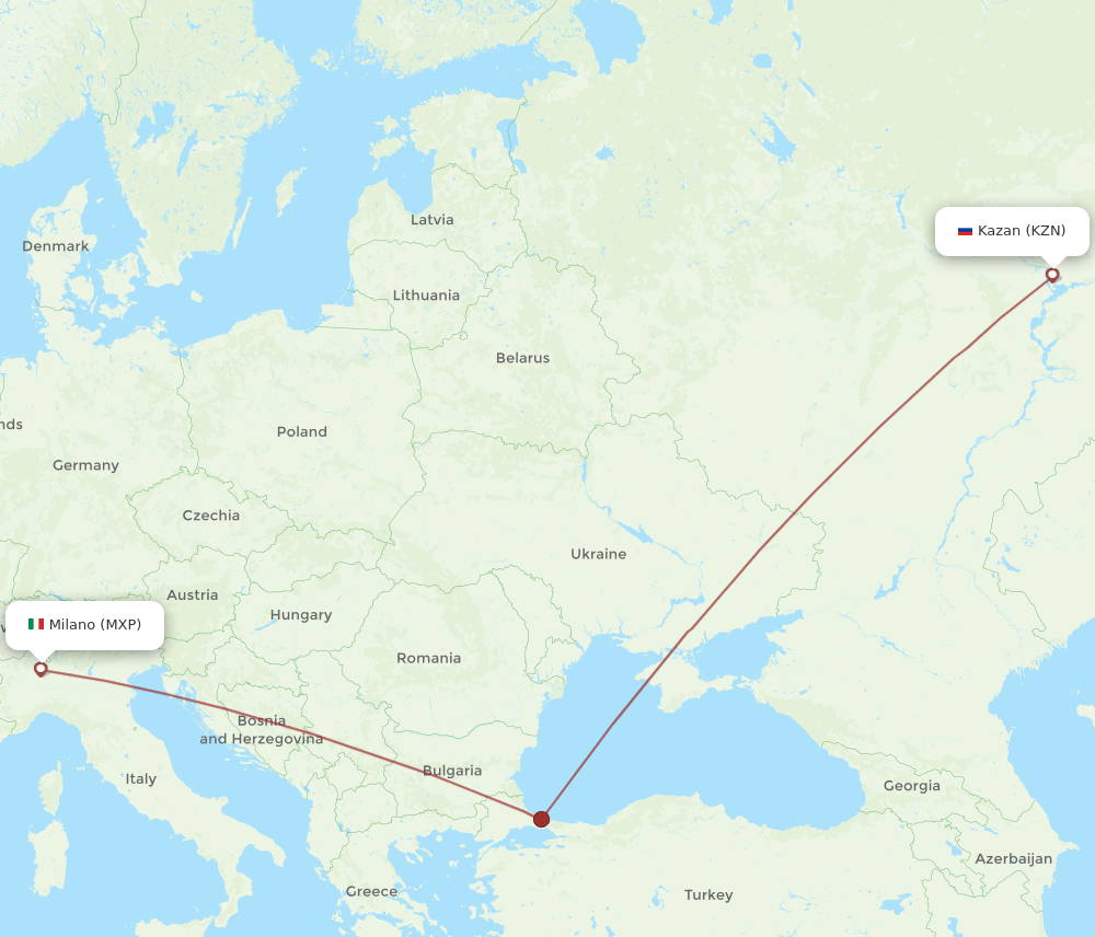 MXP-KZN flight routes