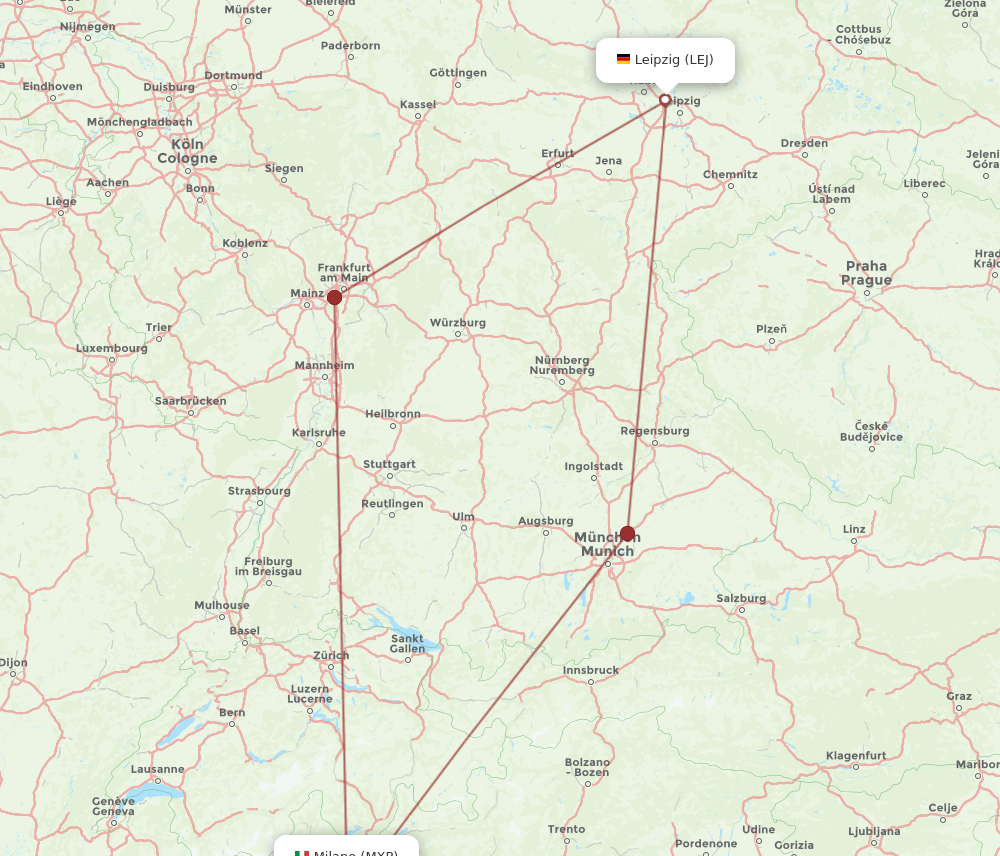 MXP-LEJ flight routes