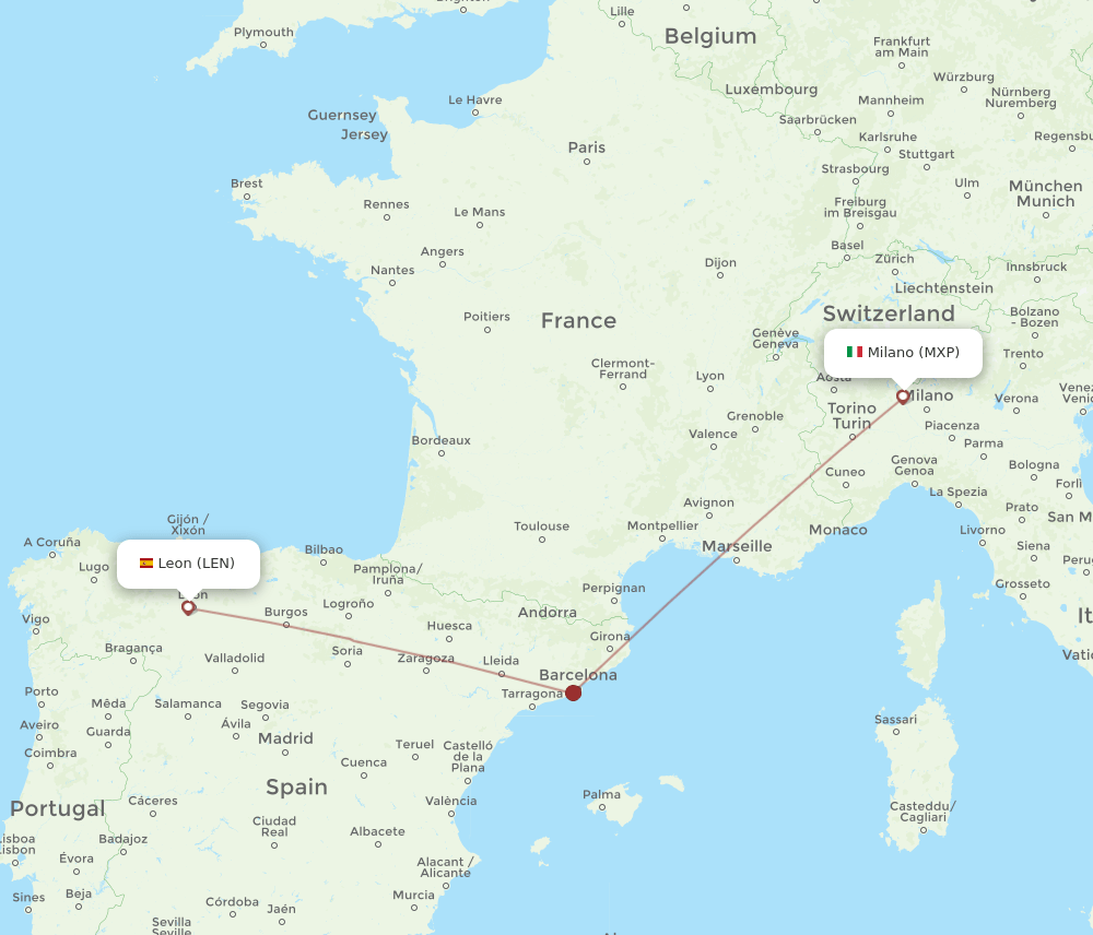 MXP-LEN flight routes