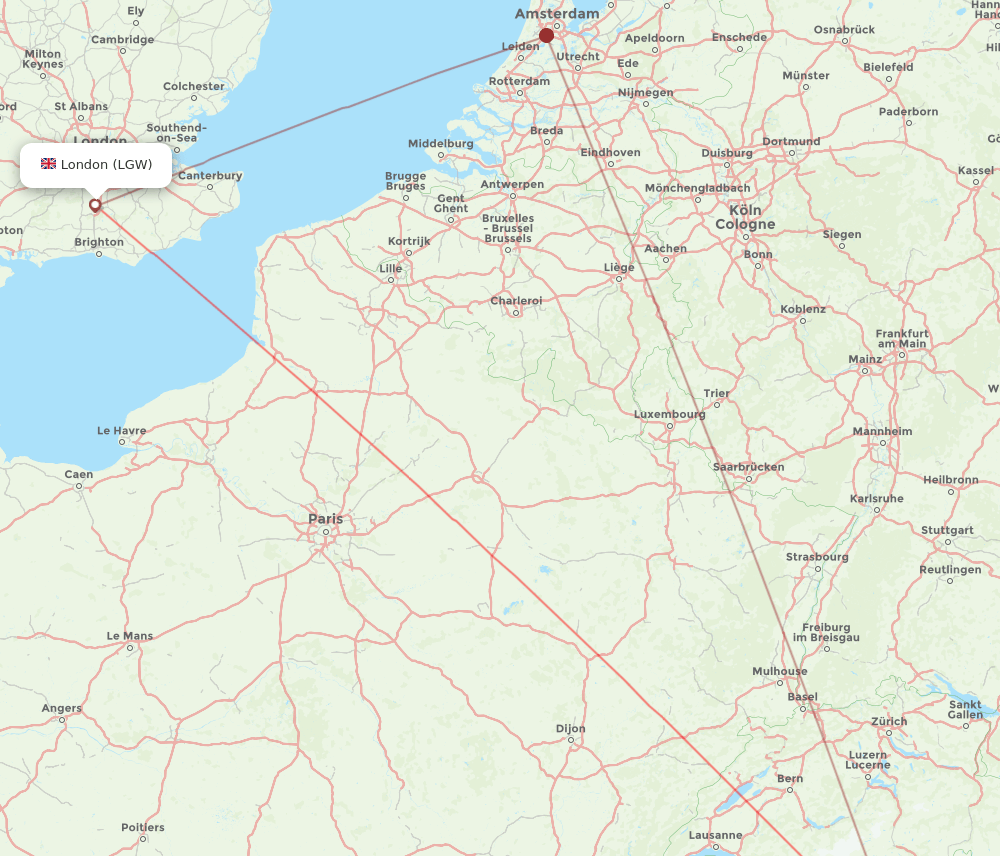 MXP to LGW flights and routes map