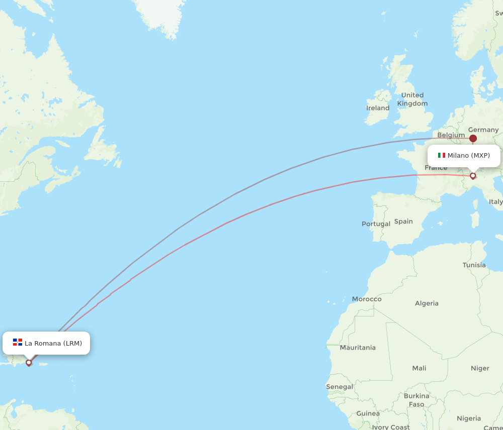 MXP to LRM flights and routes map