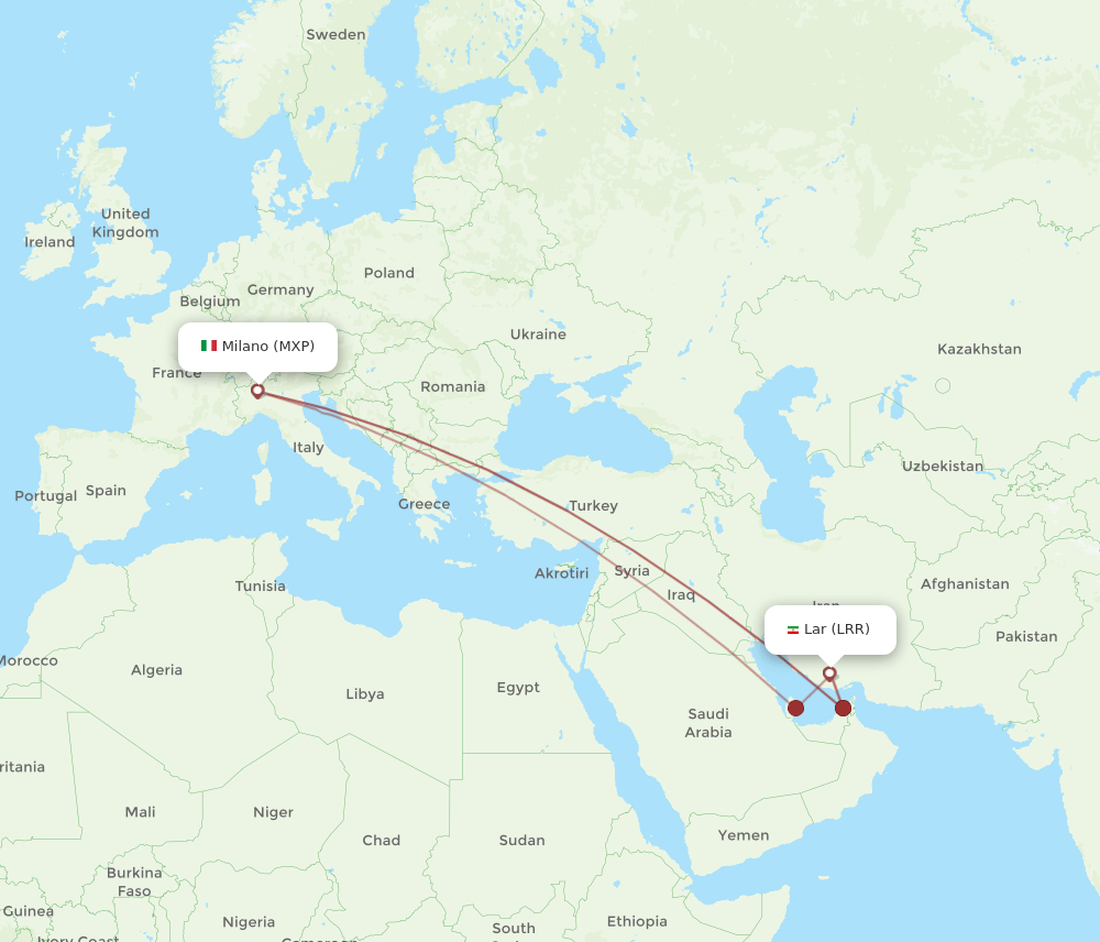 MXP-LRR flight routes