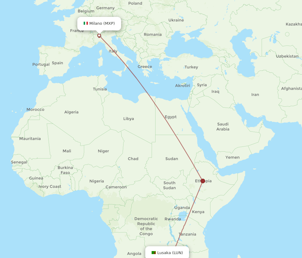MXP-LUN flight routes
