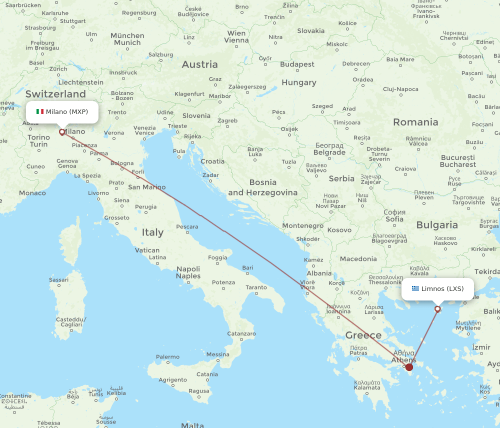 MXP-LXS flight routes