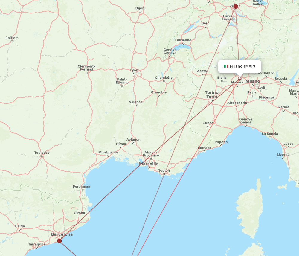 MXP-MAH flight routes