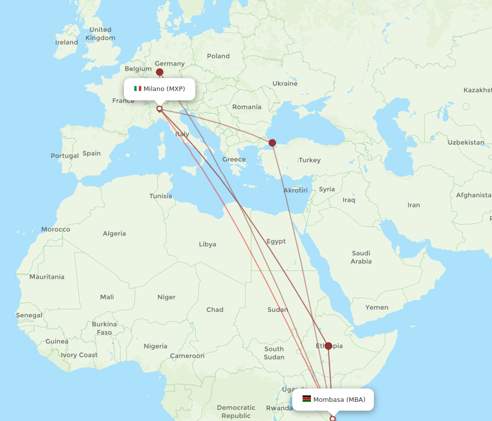 MXP-MBA flight routes