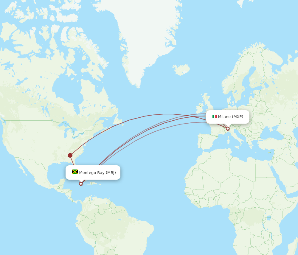 MXP-MBJ flight routes