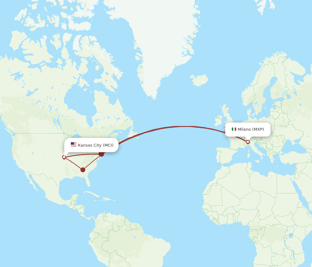 MXP-MCI flight routes