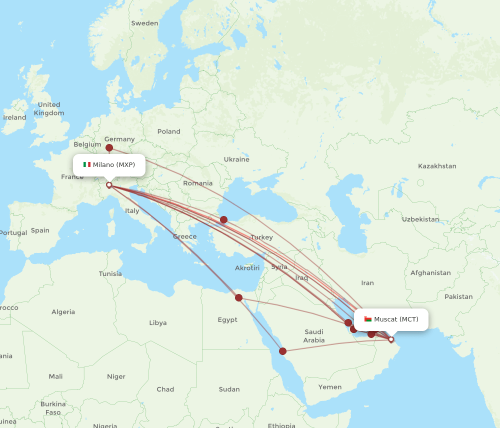 MXP-MCT flight routes