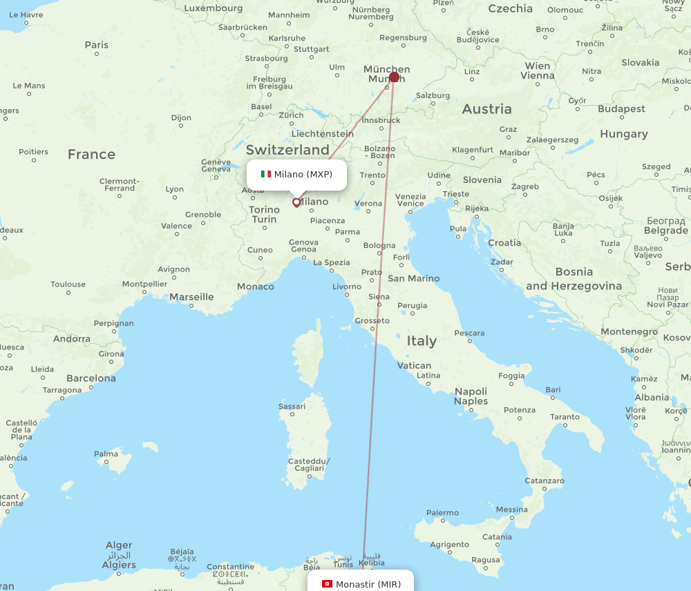 MXP-MIR flight routes