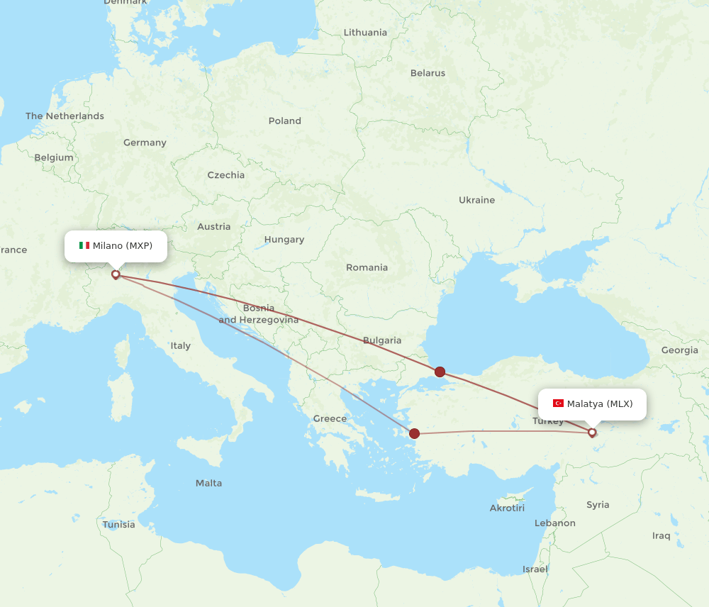 MXP-MLX flight routes