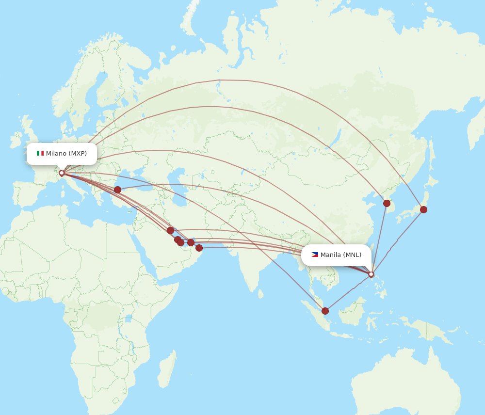 MXP to MNL flights and routes map