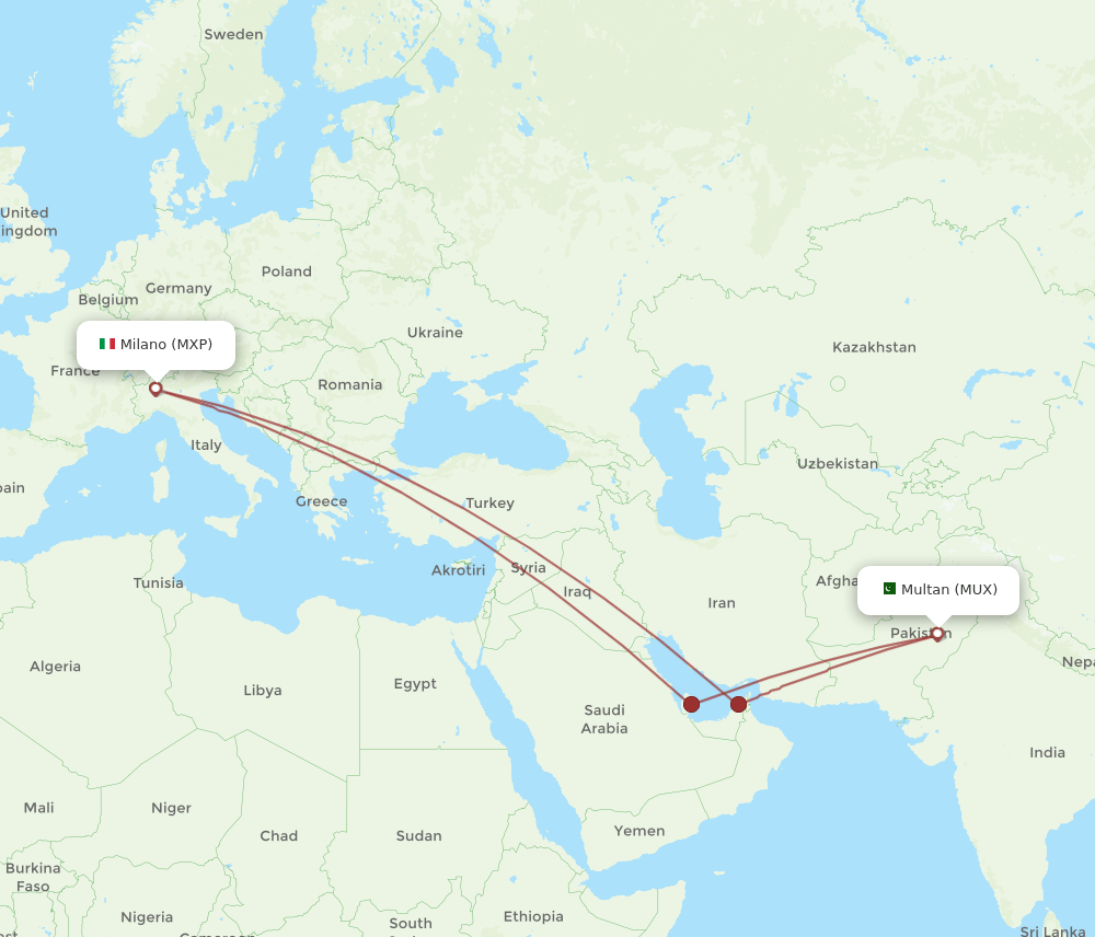 MXP-MUX flight routes