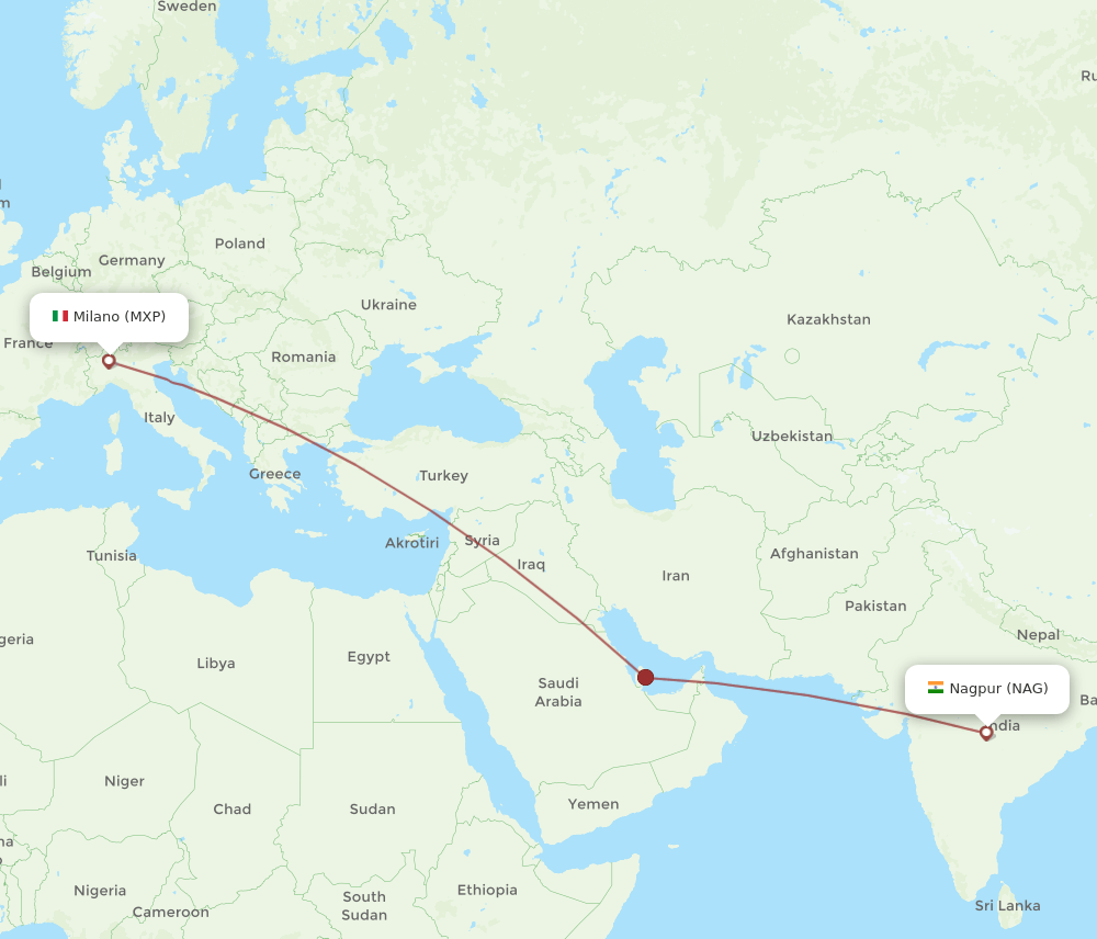 MXP-NAG flight routes