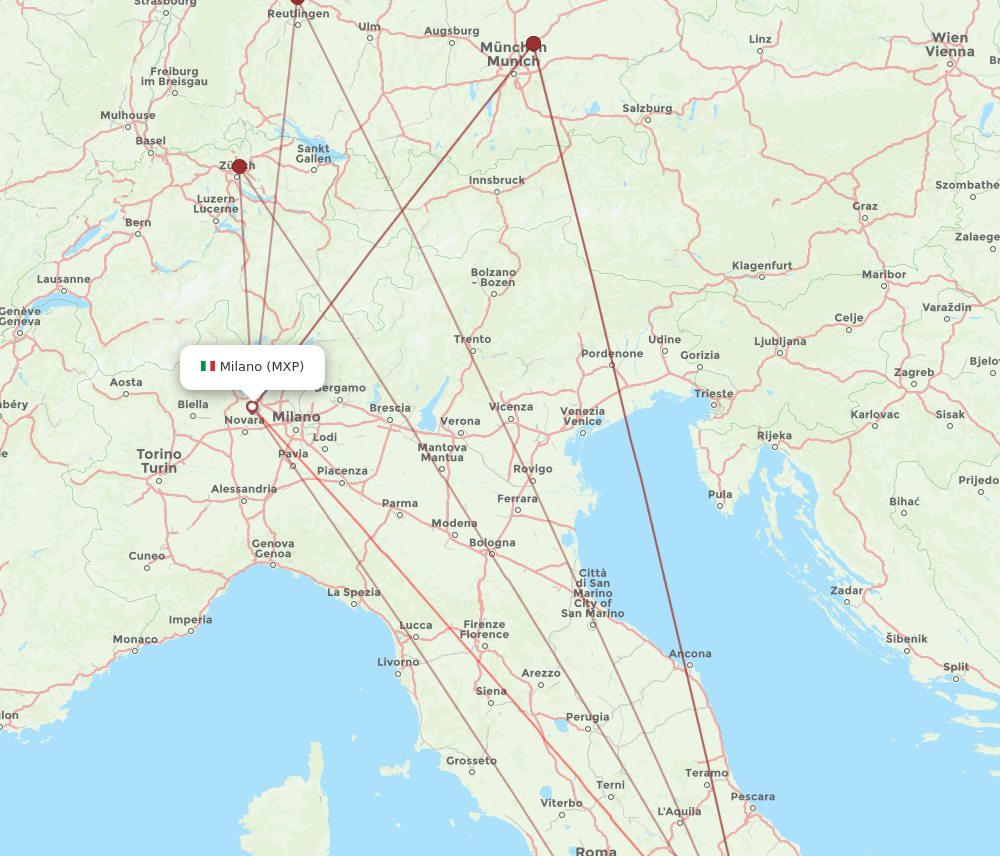 MXP-NAP flight routes
