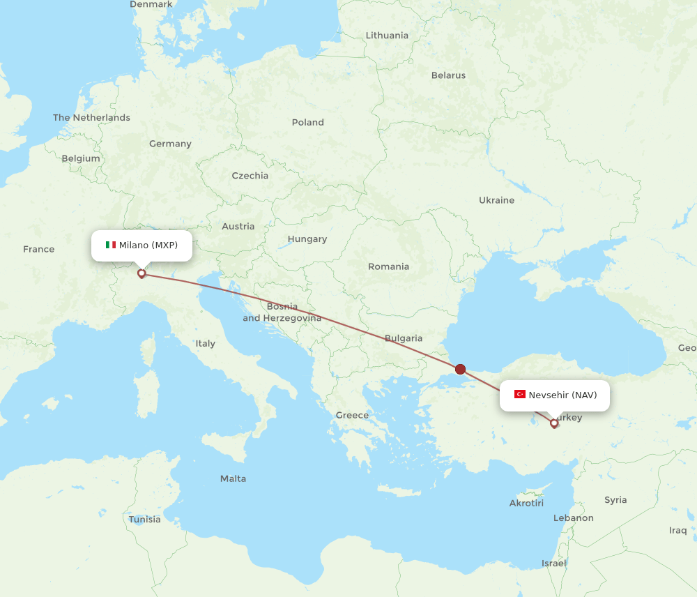 MXP-NAV flight routes