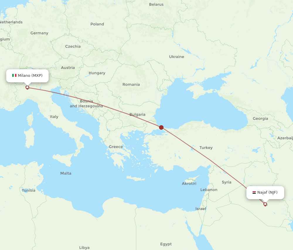 MXP-NJF flight routes