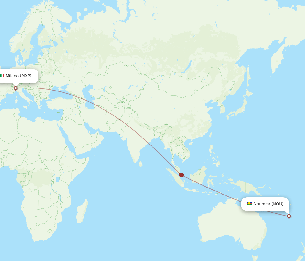 MXP-NOU flight routes