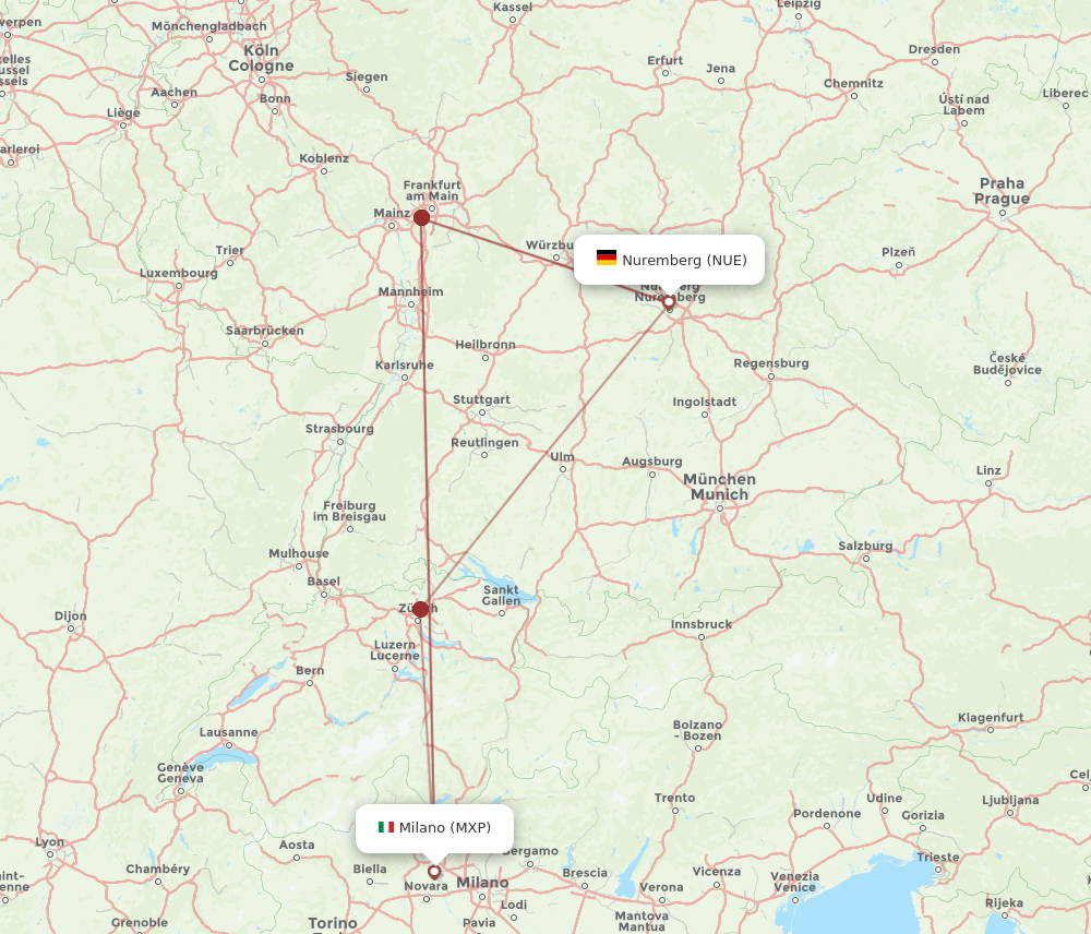MXP-NUE flight routes