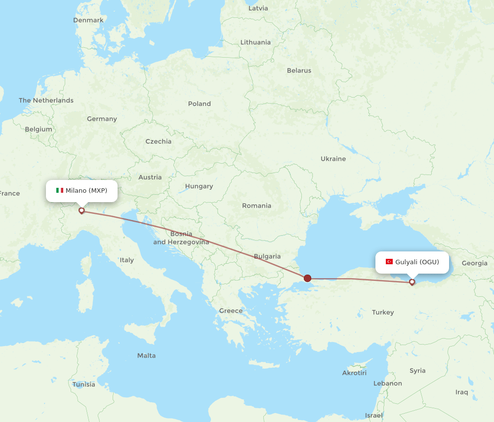MXP-OGU flight routes