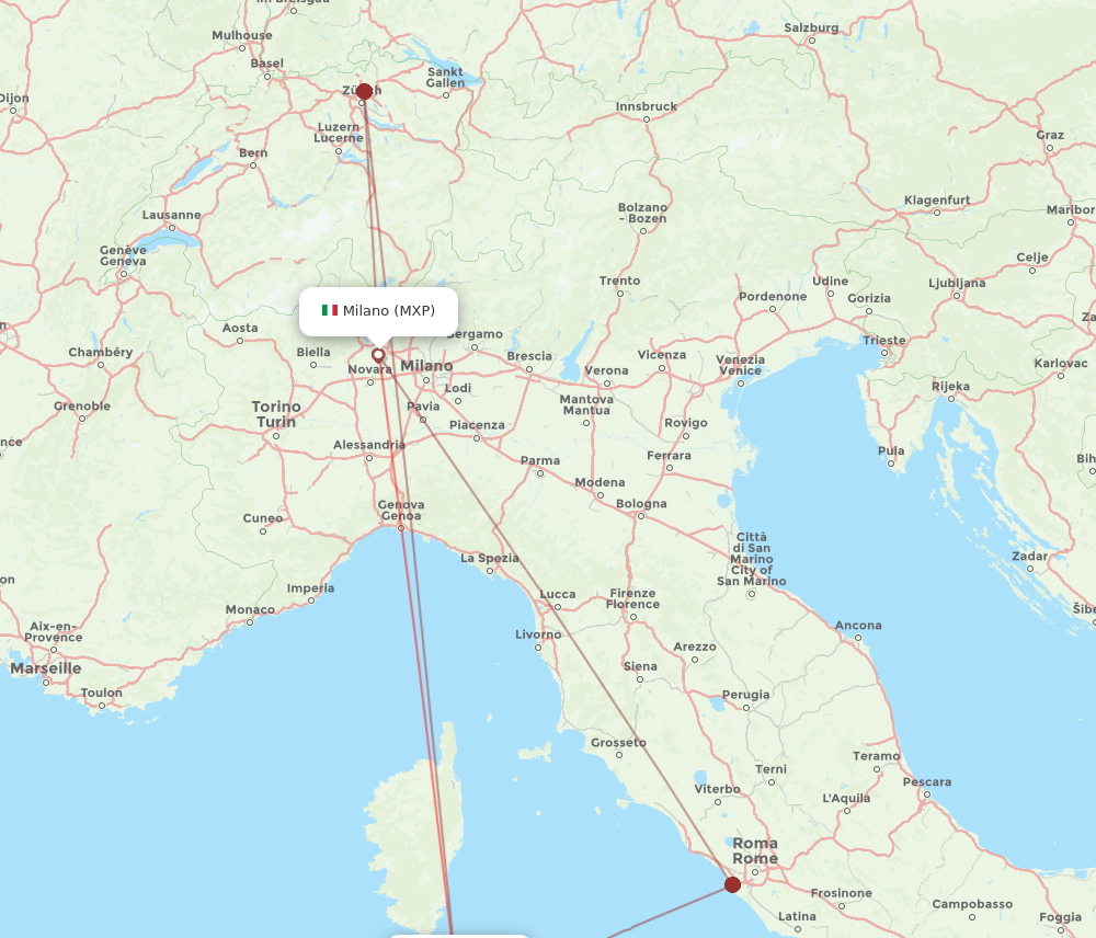 MXP-OLB flight routes