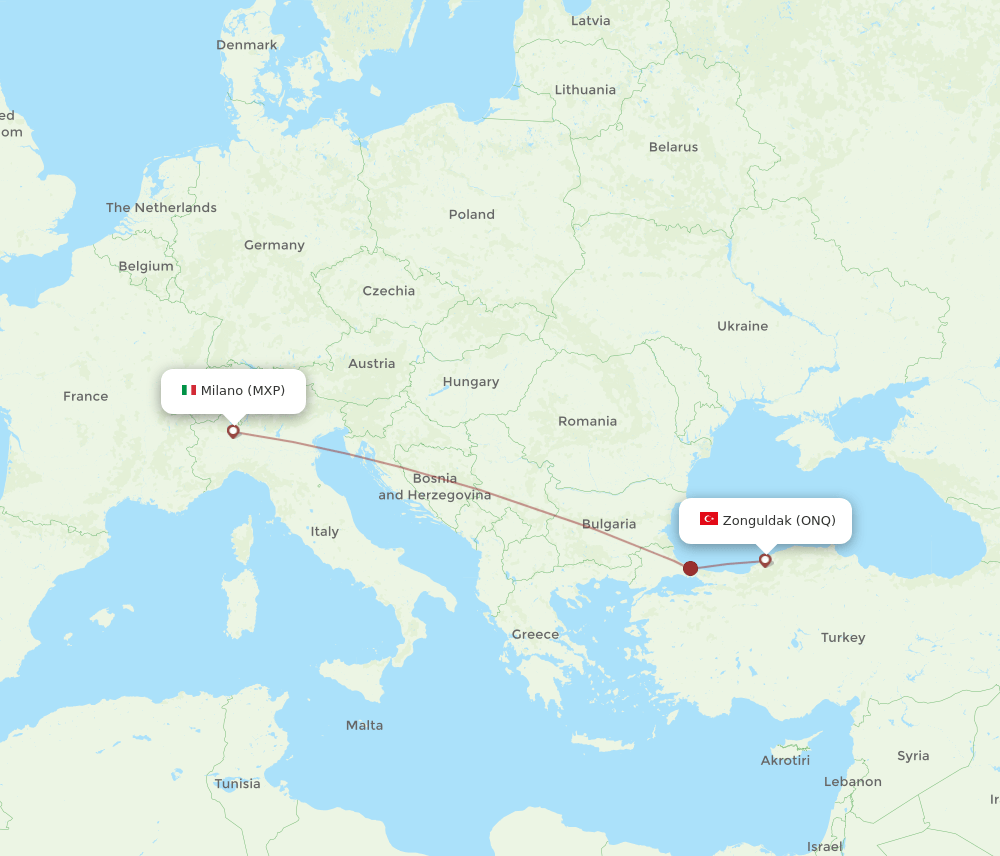MXP-ONQ flight routes