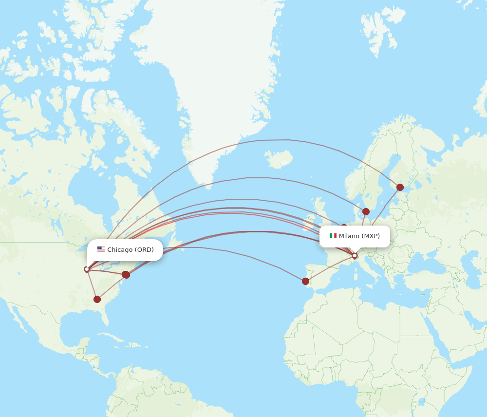 MXP-ORD flight routes
