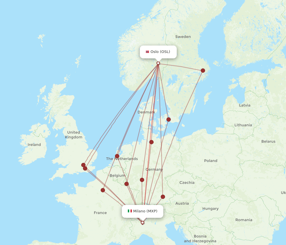 MXP-OSL flight routes