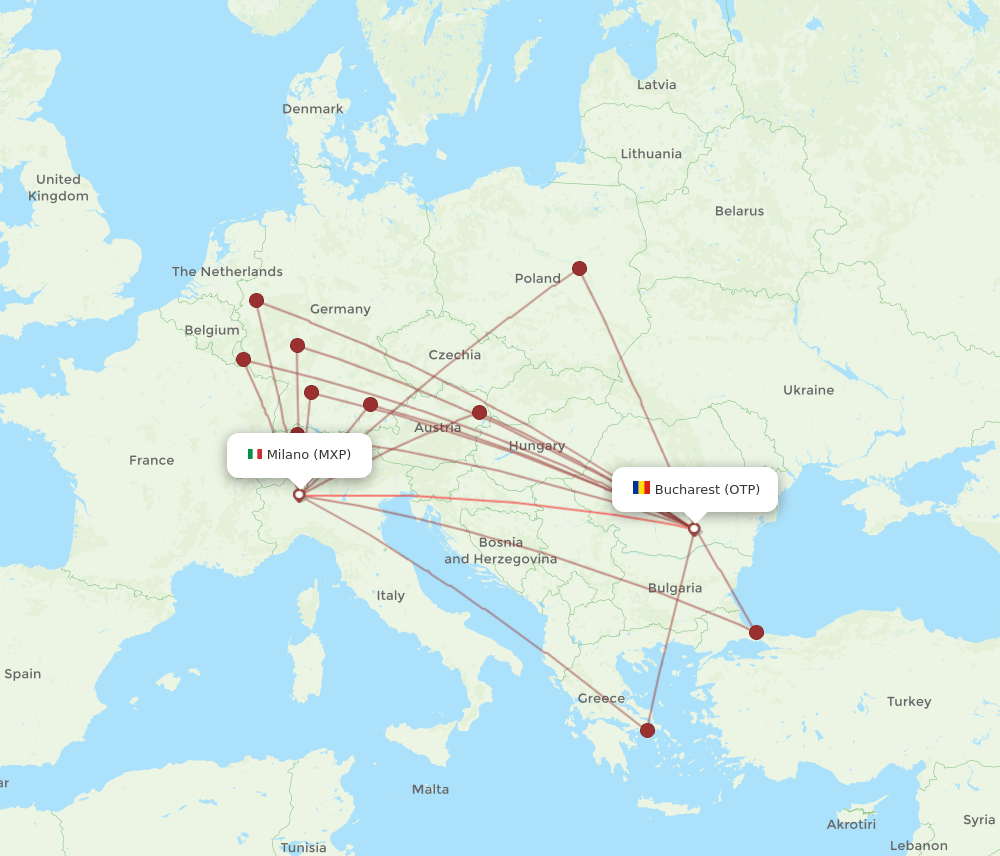 MXP-OTP flight routes