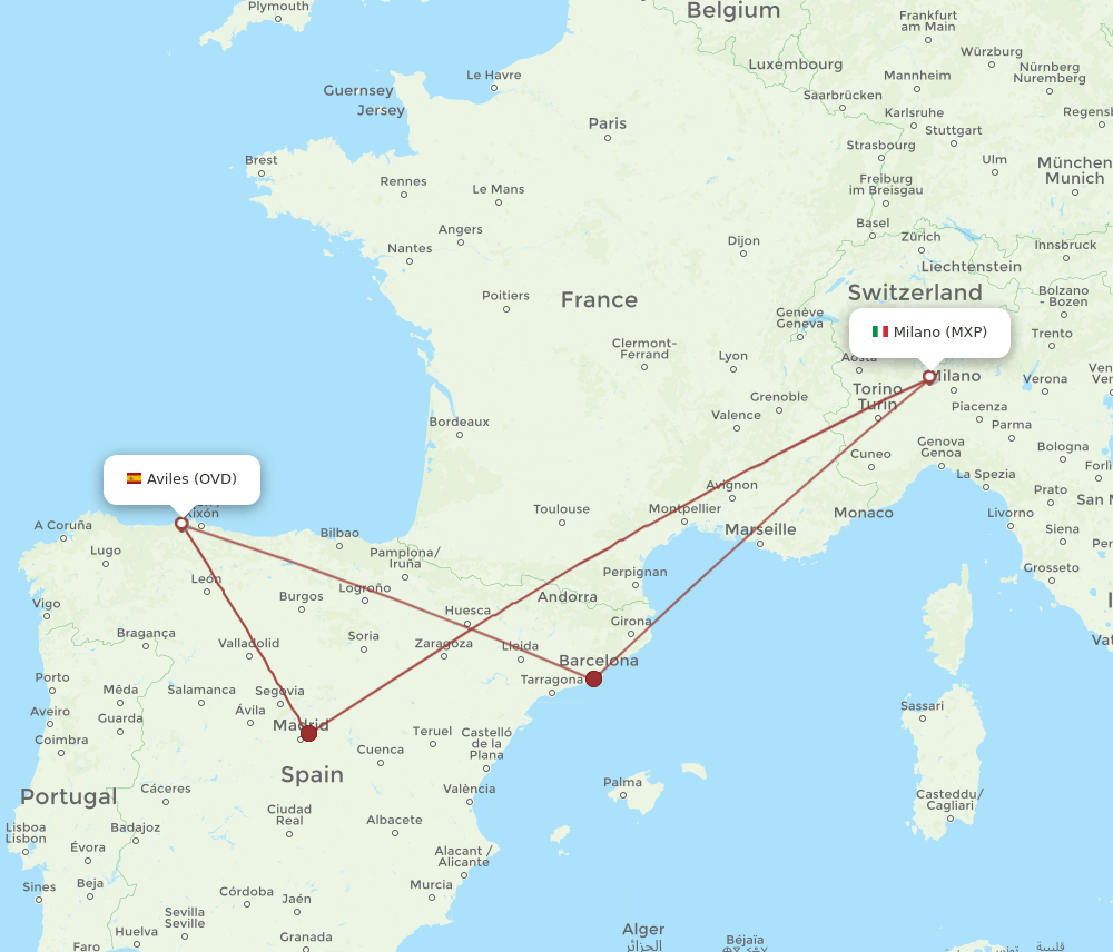 MXP-OVD flight routes