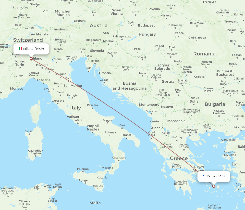 MXP-PAS flight routes