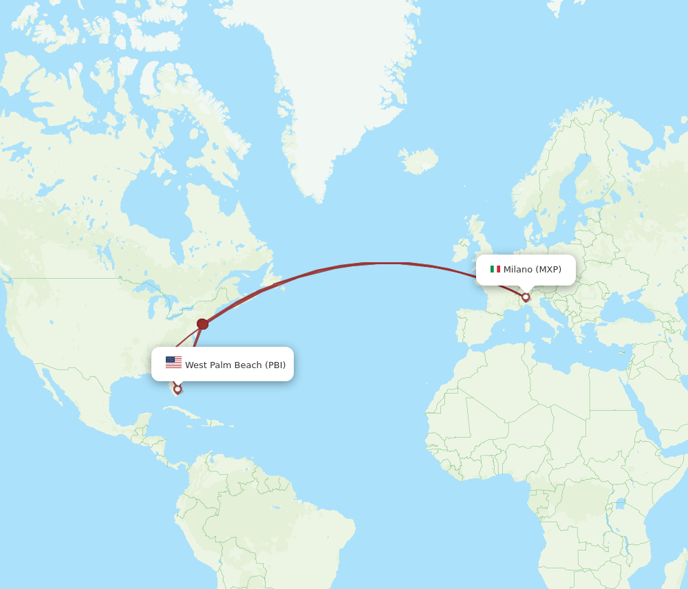 MXP-PBI flight routes