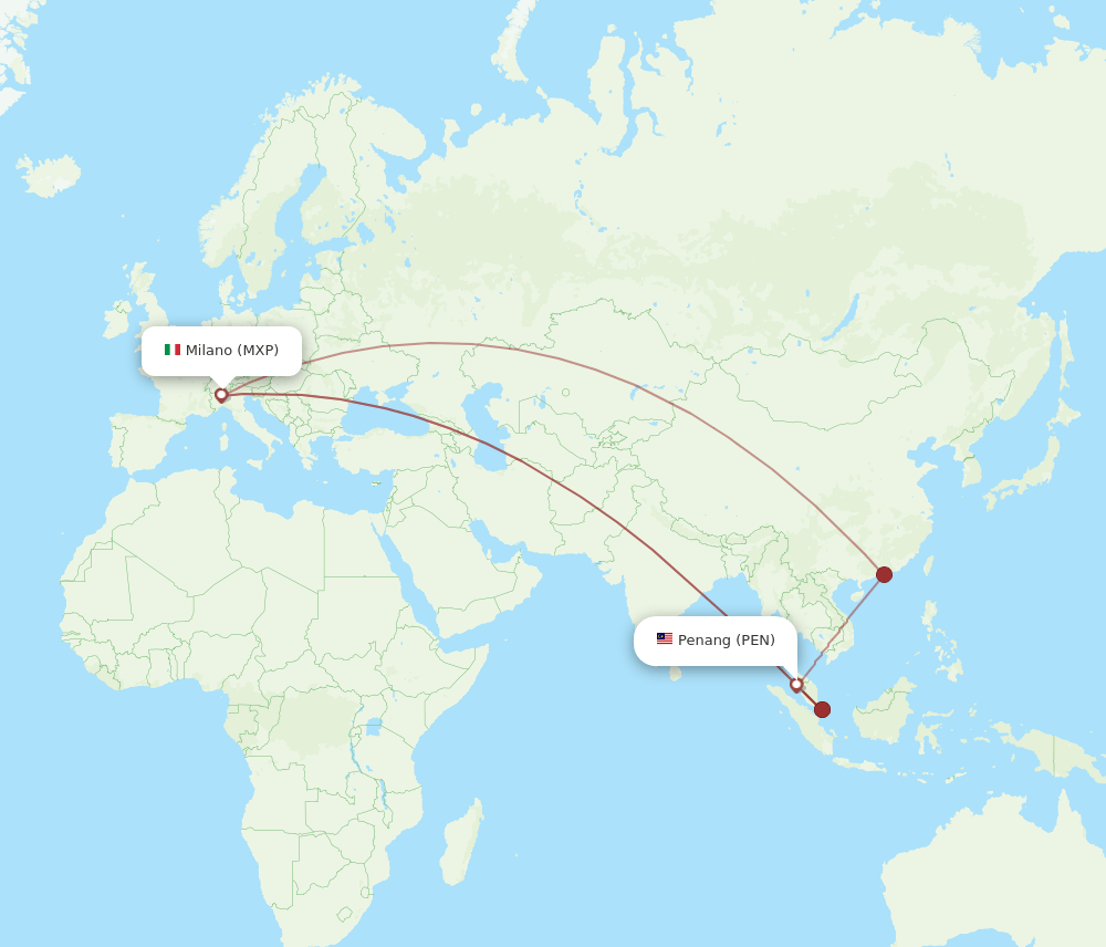 MXP to PEN flights and routes map