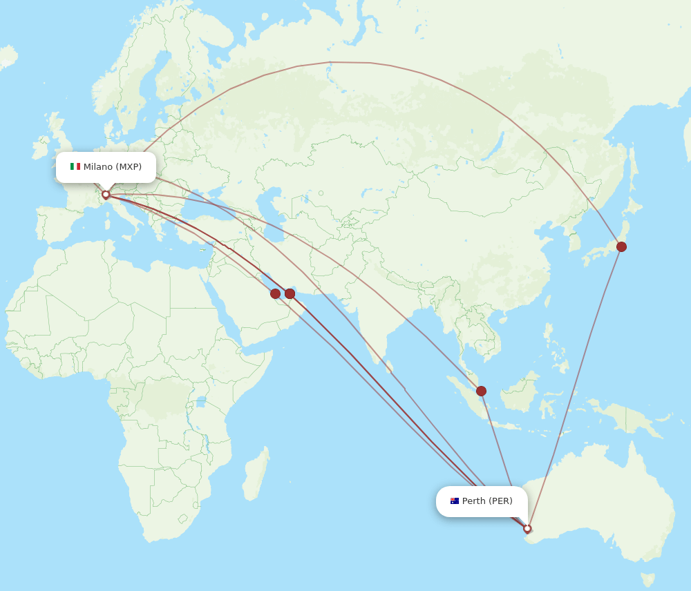 MXP-PER flight routes