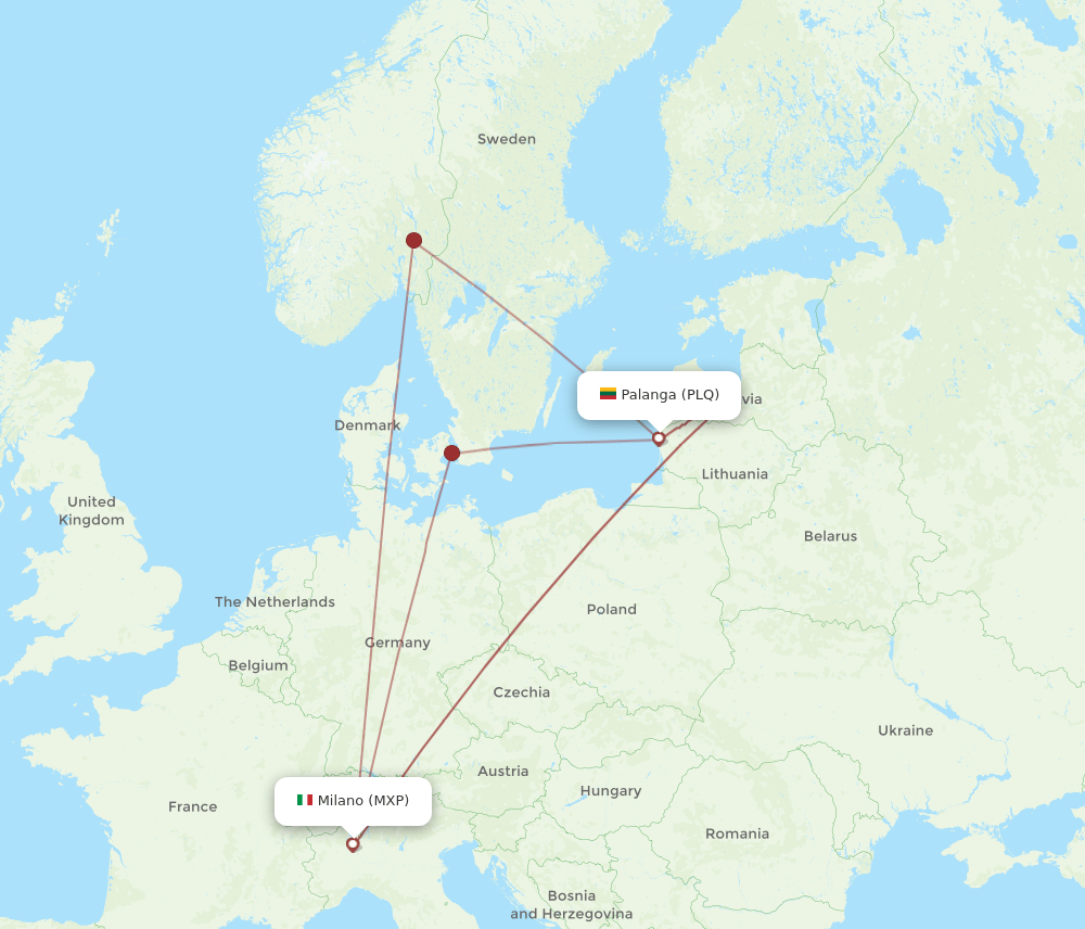 MXP-PLQ flight routes